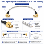 MCX Right Angle RG405 RF Coaxial Cable Assembly | Compact RF Jumper Cable