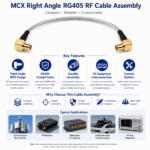 MCX Right Angle RG405 RF Coaxial Cable Assembly | Compact RF Jumper Cable