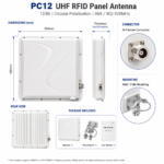 PC12 12dBi UHF RFID Panel Antenna 868MHz / 902–928MHz Circular Polarization