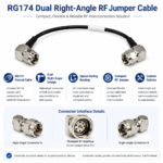 RG174 Dual Right-Angle RF Coaxial Jumper Cable