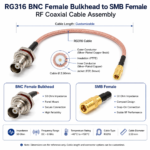 RG316 BNC Female Bulkhead to SMB Female RF Coaxial Cable