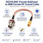 RG316 BNC Female Bulkhead to SMB Female RF Coaxial Cable