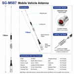 SG-M507 Mobile Vehicle Antenna Long Whip Loading Coil Communication Antenna